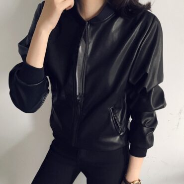 Faux Leather trendy jacket